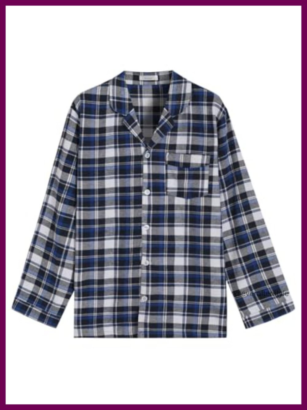 Men's Cotton Flannel Button Down Pajama Shirt Long Sleeve Relaxed
